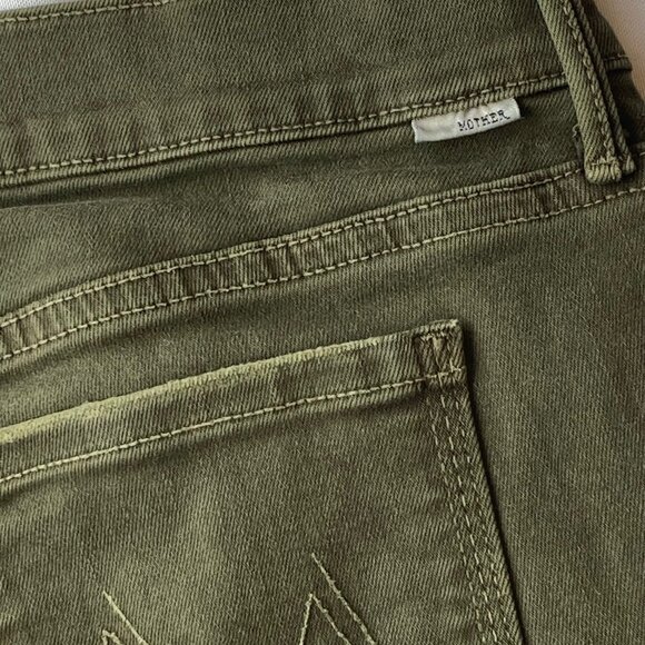 Mother The Dropout Distressed Crop Jeans Women's 29 Moss Green - Picture 13 of 14